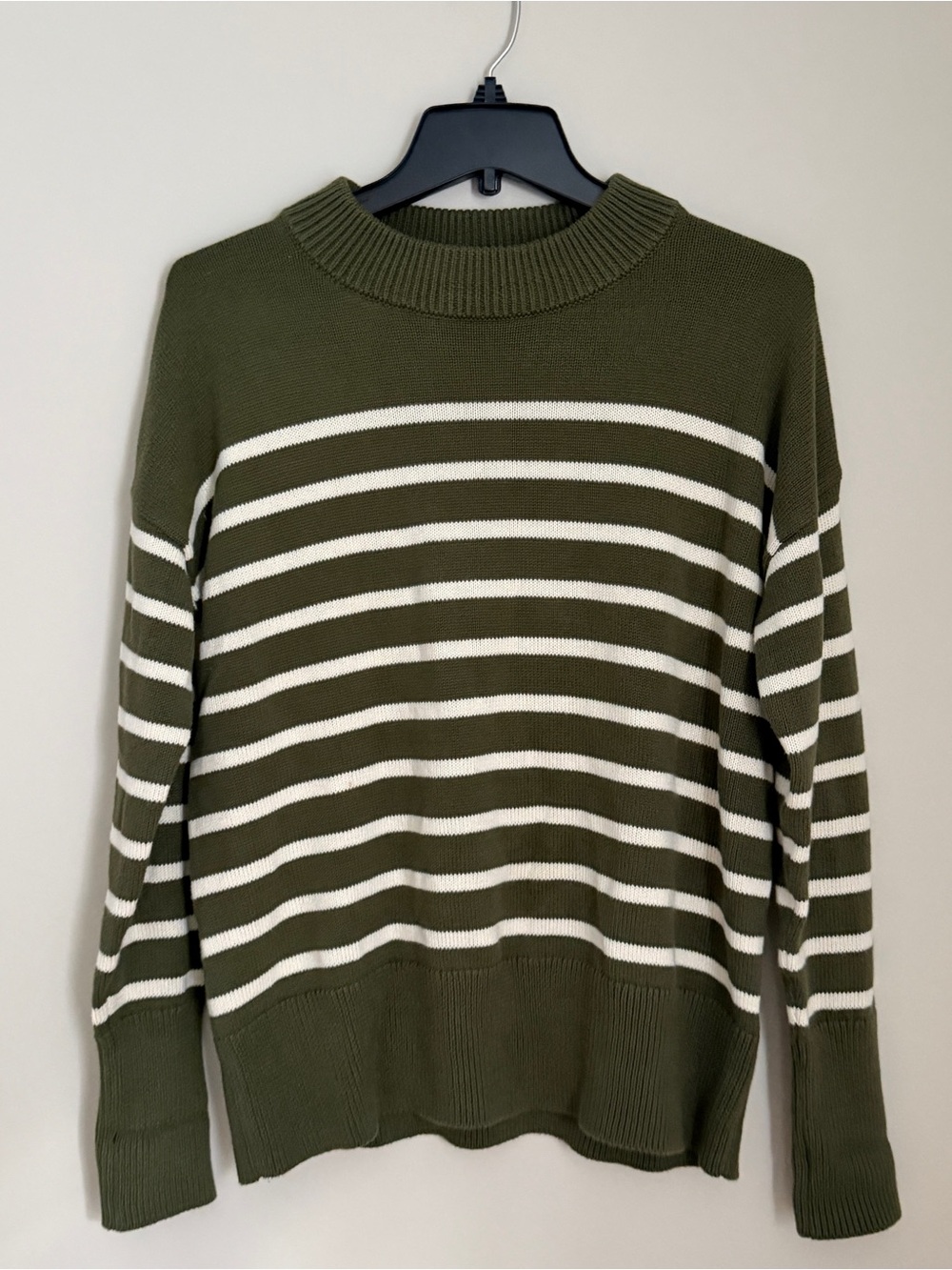 GAP Olive Green Striped Crewneck Sweater